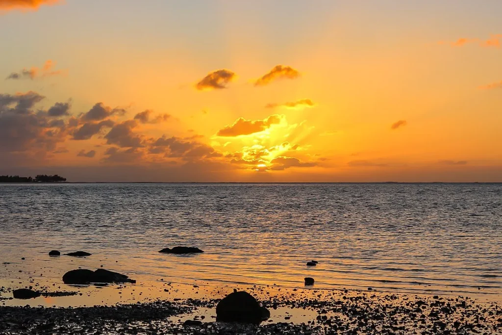 Sunset at Balaclava Beach in Mauritius